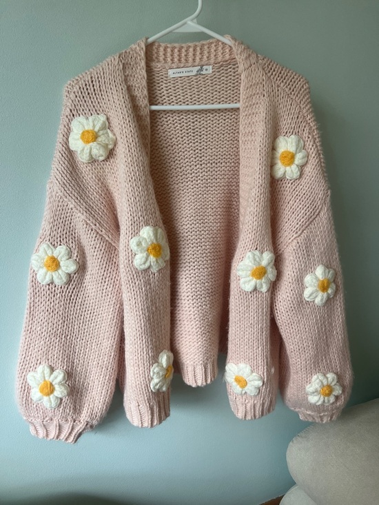 Altar'd State Sweaters - Altar'd State Blush Pink Daisy Knit Cardigan